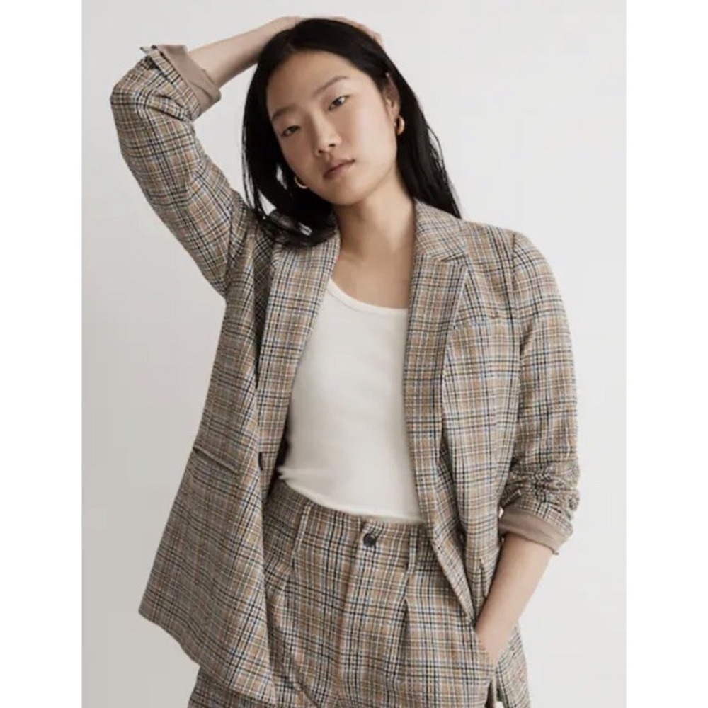MADEWELL CALDWELL DOUBLE BREASTED BLAZER PREJEAN PLAID SZ Large Oversized